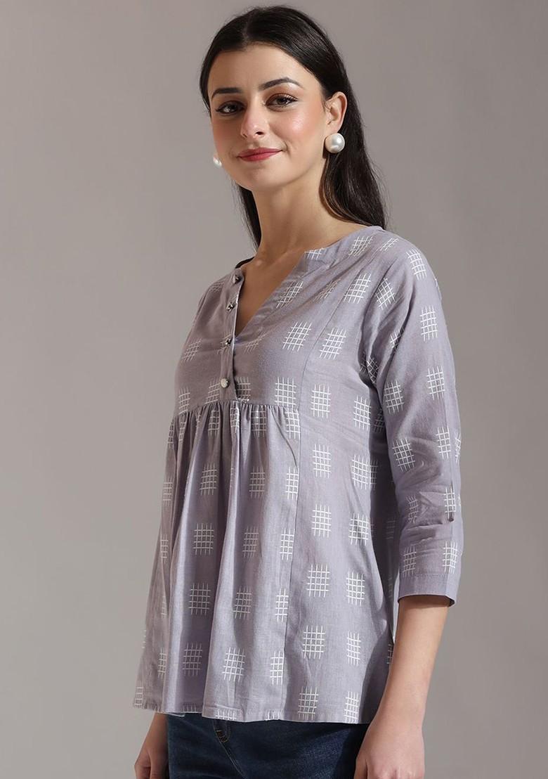 Purple Printed Cotton Top