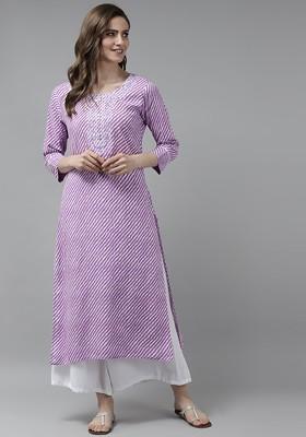 Purple Embroidered Poly Blend Kurta