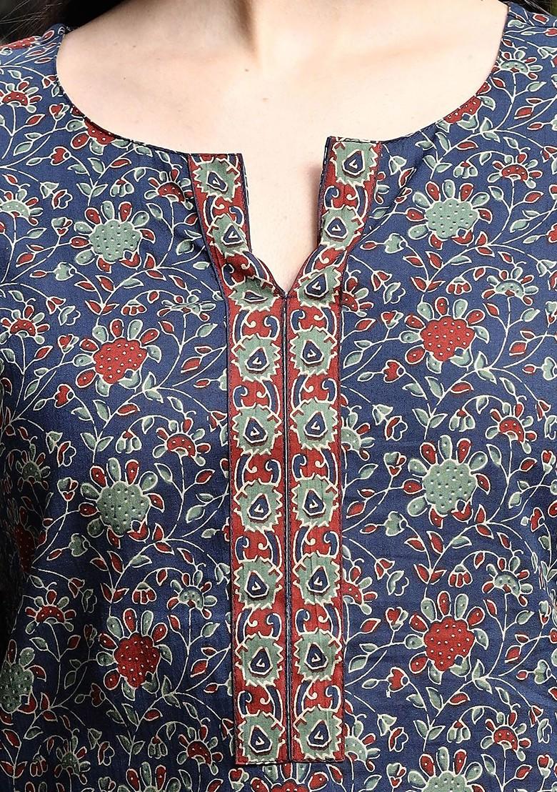 Blue Printed Cotton Top