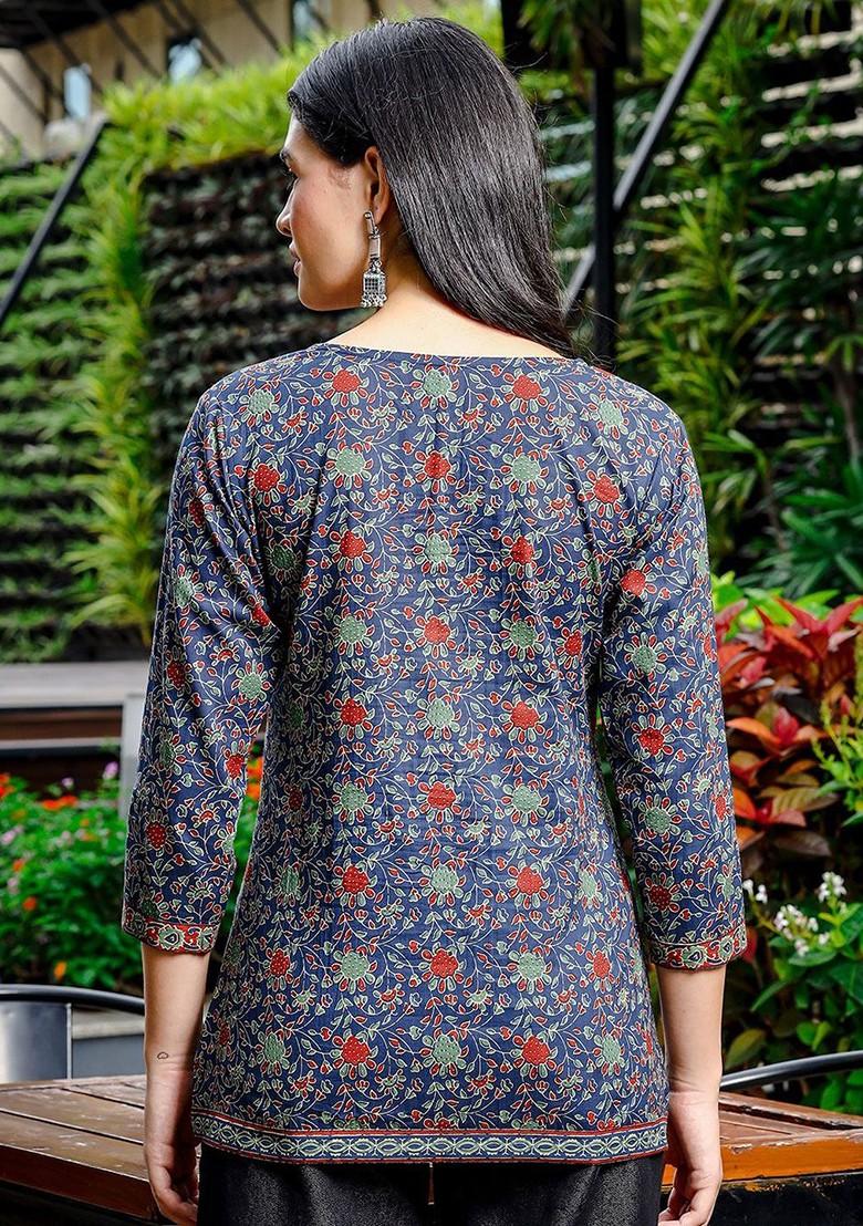 Blue Printed Cotton Top