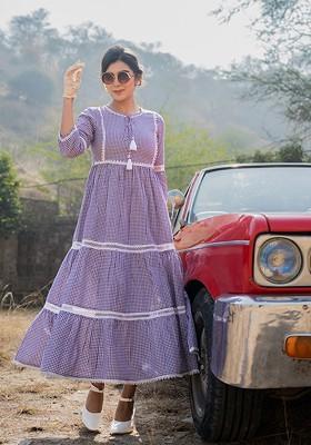 Purple Cotton Anarkali Kurta