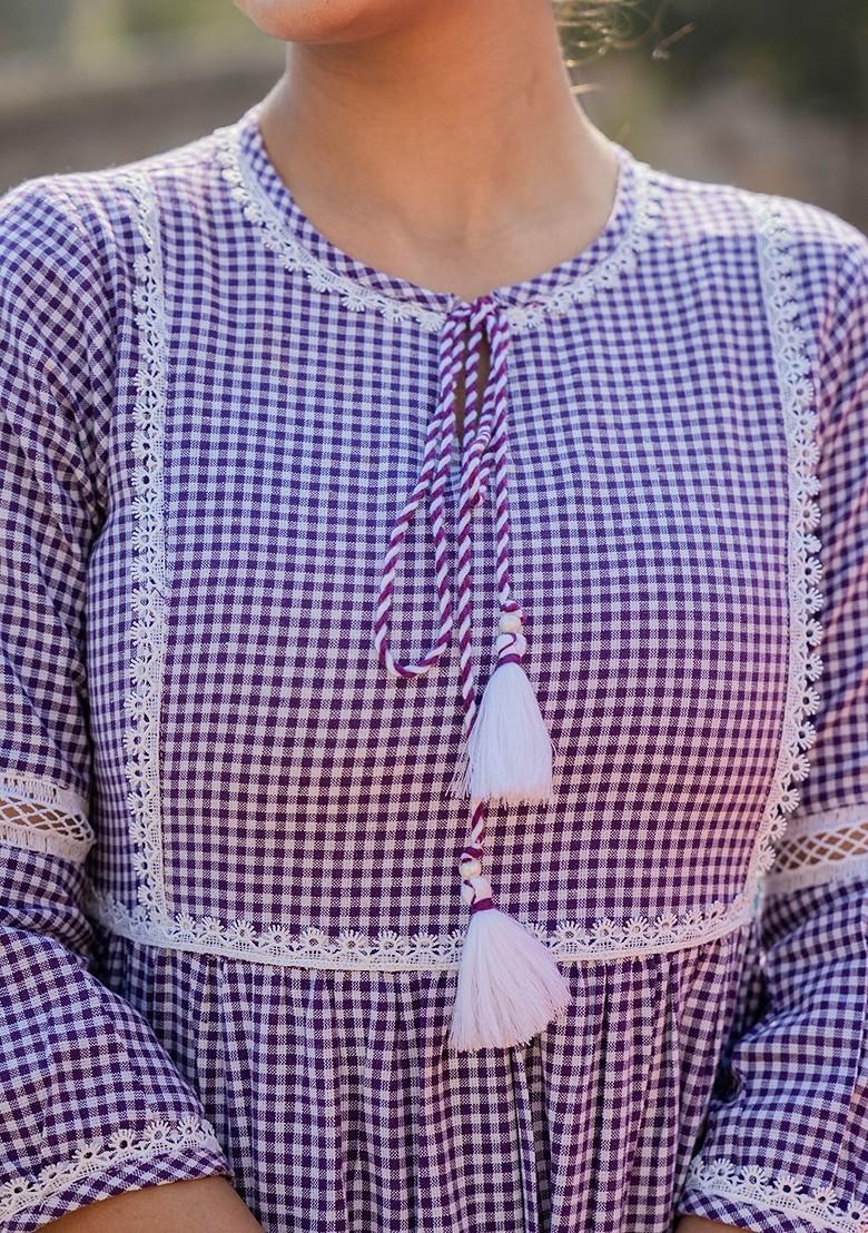 Purple Cotton Anarkali Kurta