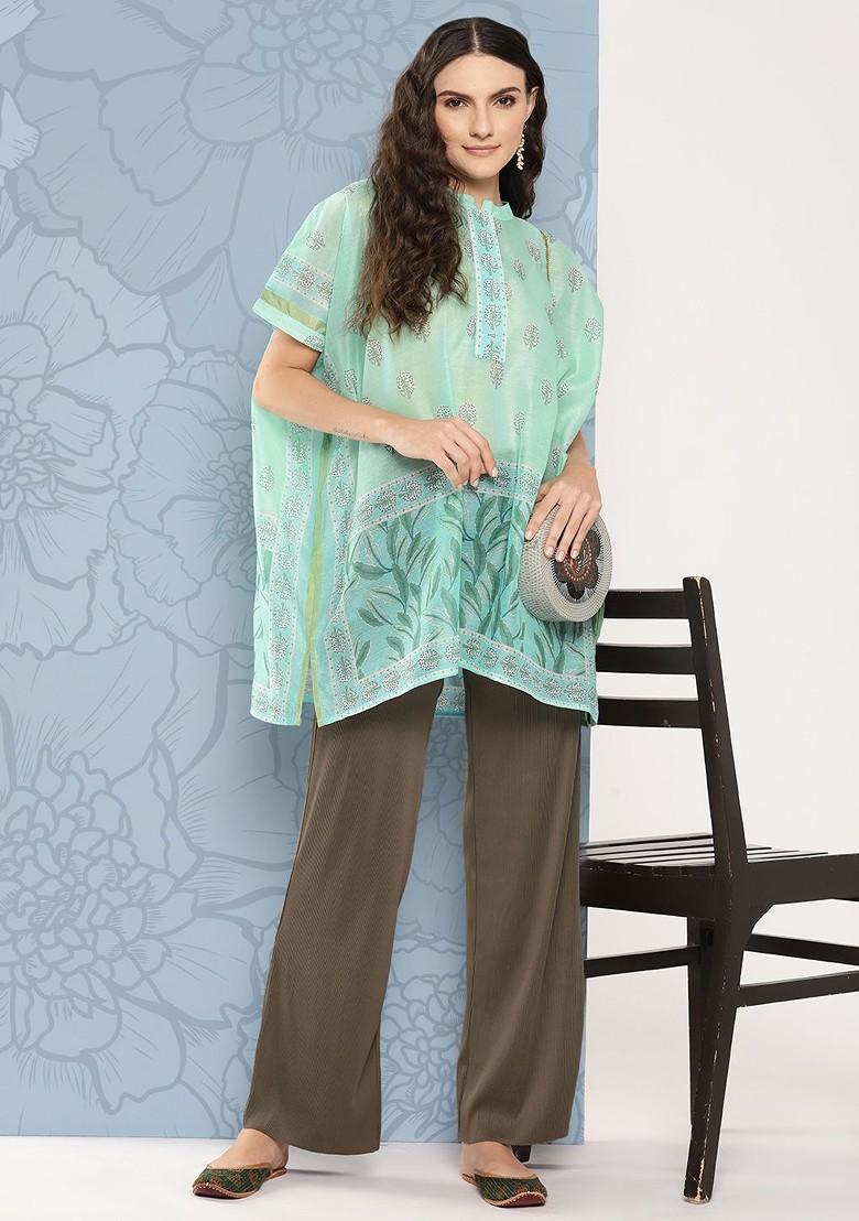 Green Printed Cotton Tops