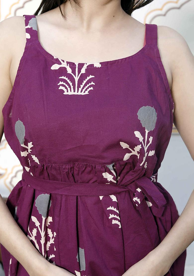 Purple Printed Cotton Tops