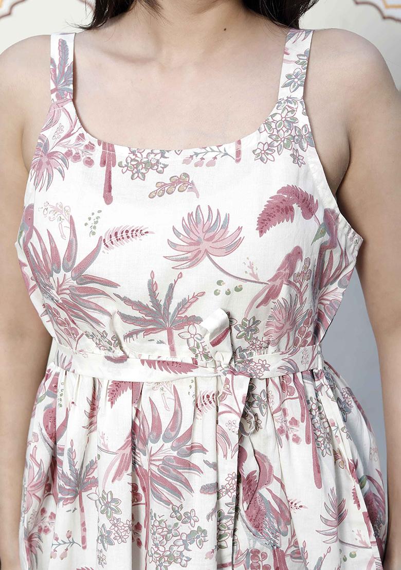 Light Pink Printed Cotton Tops