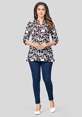 Black Printed Cotton Kurti