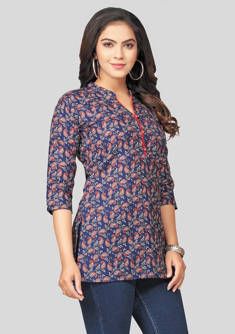 Blue Printed Cotton Kurti