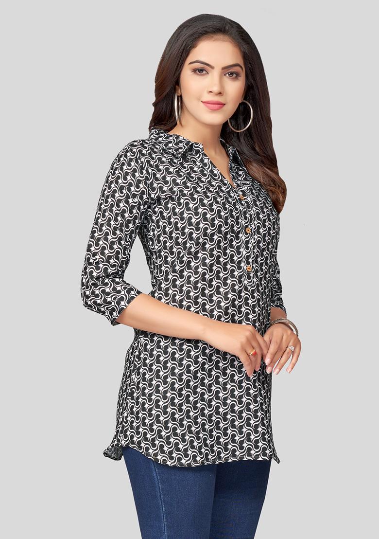 Black Printed Cotton Kurti