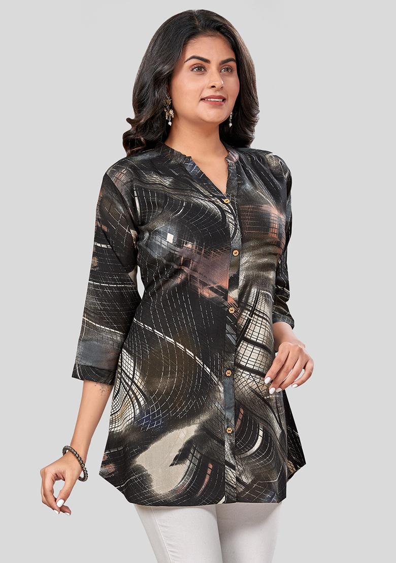 Black Printed Cotton Kurti