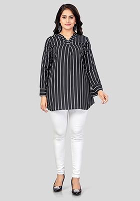 Black Printed Crepe Kurti