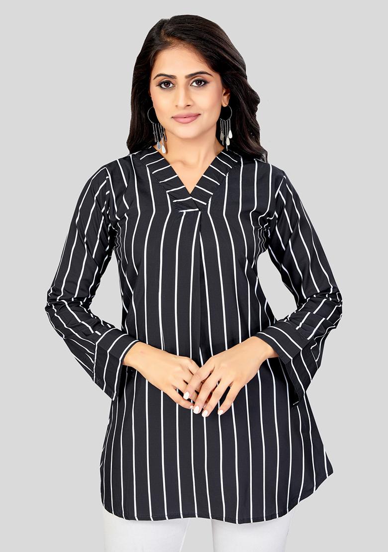 Black Printed Crepe Kurti