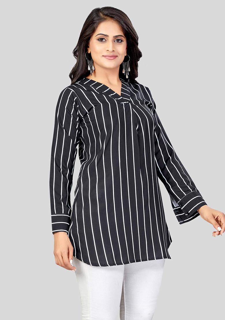 Black Printed Crepe Kurti