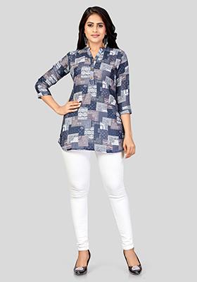 Blue Printed Cotton Kurti