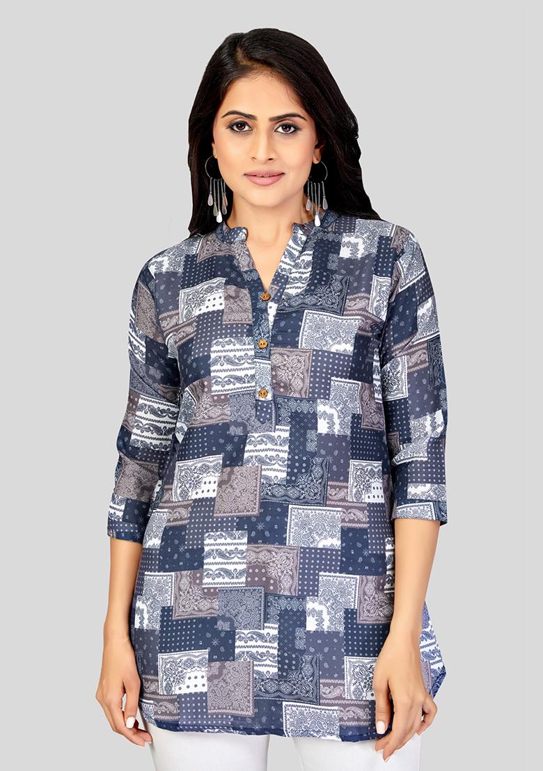 Blue Printed Cotton Kurti