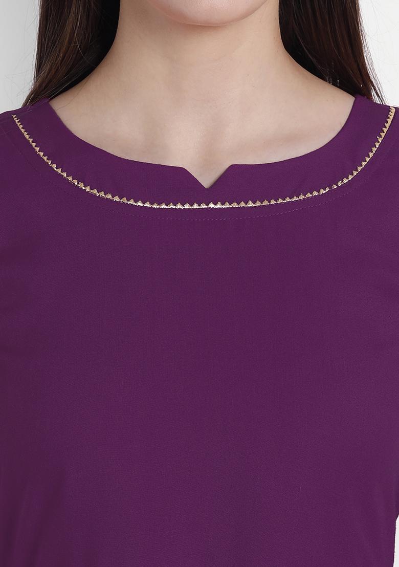 Purple Solid Rayon Dress