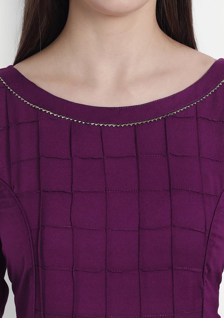 Purple Solid Rayon Dress