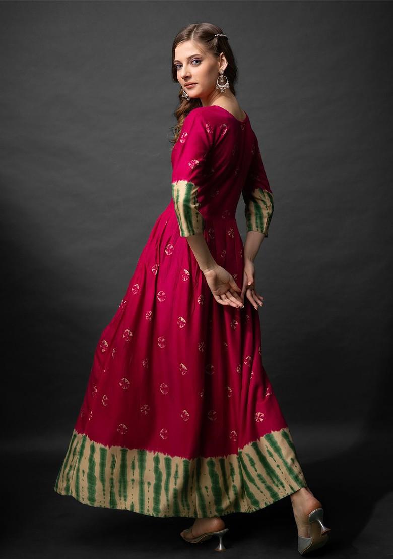 Pink Embroidered Poly Blend Dress