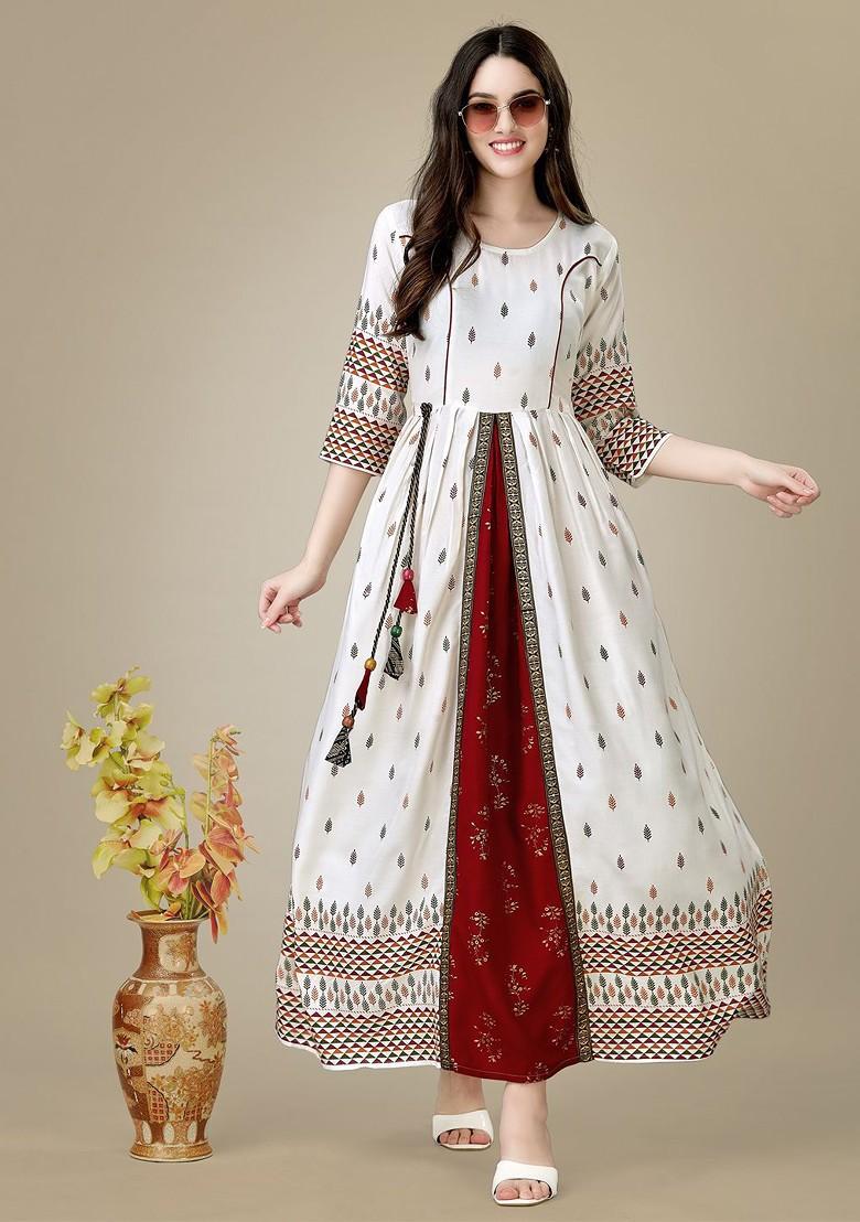 White Embroidered Poly Blend Dress