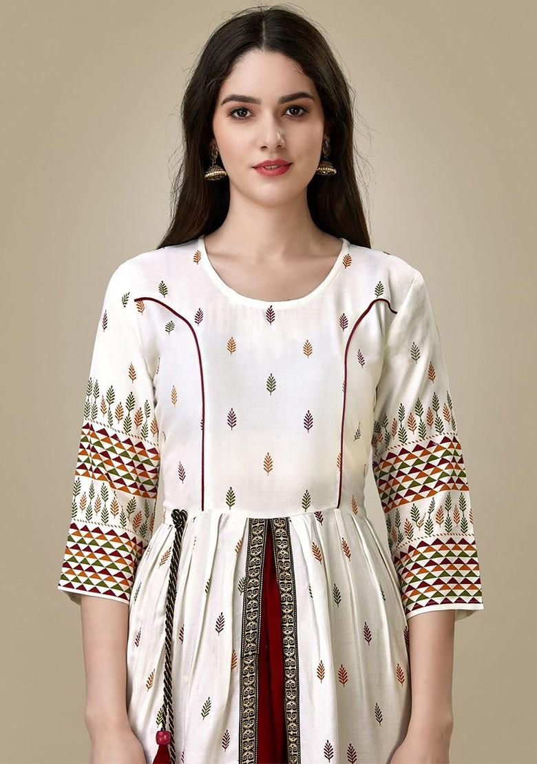 White Embroidered Poly Blend Dress