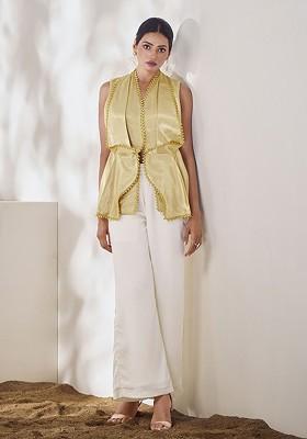 Gold Embellished Poly Blend Short Kurta