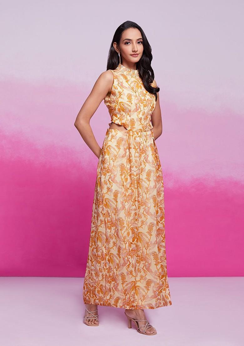Cream Printed Poly Blend Jumpsuit