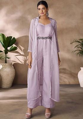 Lavender Embellished Poly Blend Jumpsuit