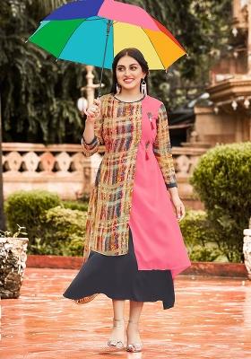 Multi Printed  Georgette Anarkali Kurti