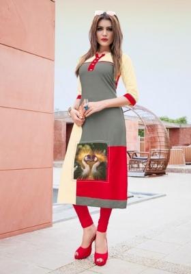 Multi Printed  Rayon Anarkali Kurti