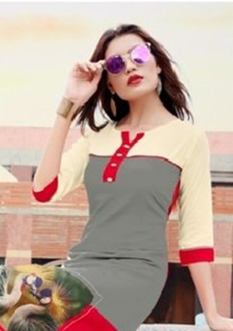 Multi Printed  Rayon Anarkali Kurti