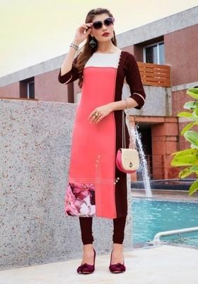 Multi Printed  Rayon Anarkali Kurti