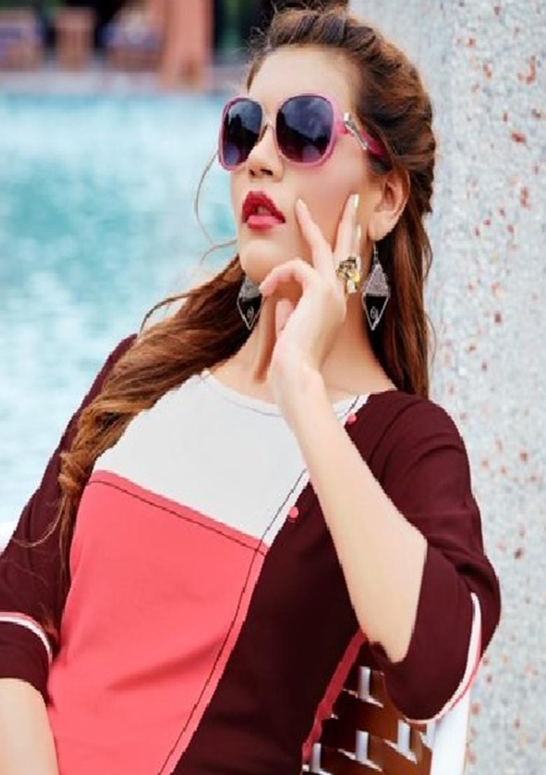 Multi Printed  Rayon Anarkali Kurti