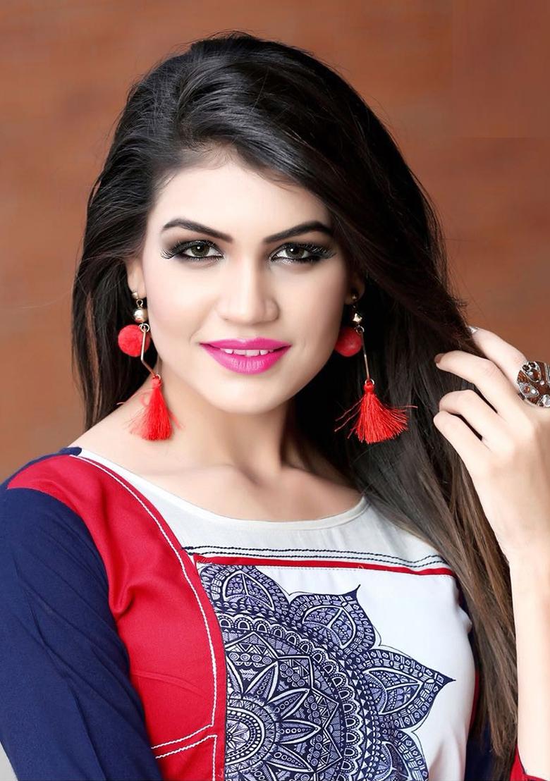 Blue Printed  Rayon Anarkali Kurti