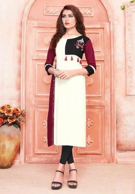 Multi Embroidered Rayon Anarkali Kurti