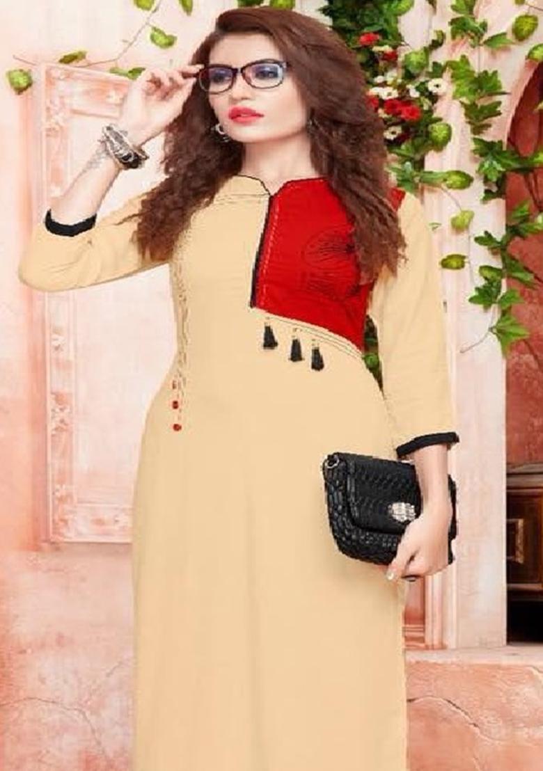 Multi Embroidered Rayon Anarkali Kurti