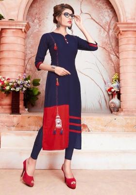 Multi Embroidered Rayon Anarkali Kurti