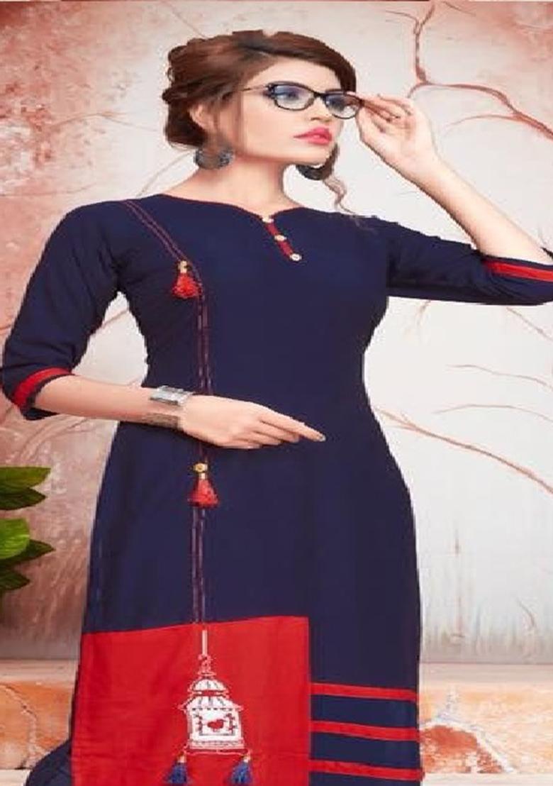 Multi Embroidered Rayon Anarkali Kurti