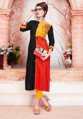 Multi Embroidered Rayon Anarkali Kurti