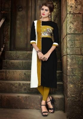 Multi Printed  Rayon Anarkali Kurti