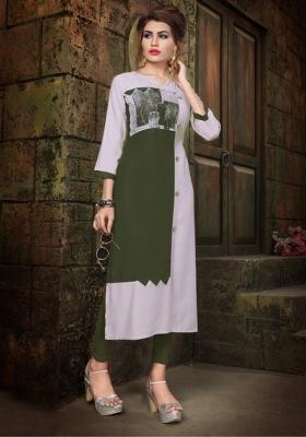 Multi Printed  Rayon Anarkali Kurti