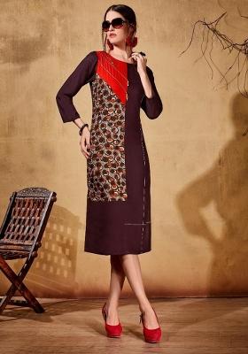 Multi Printed  Rayon Anarkali Kurti