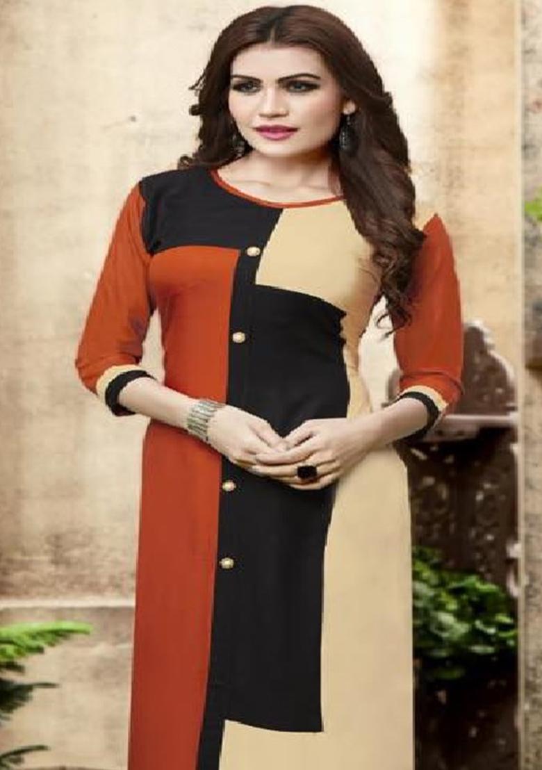 Multi Plain Rayon Anarkali Kurti