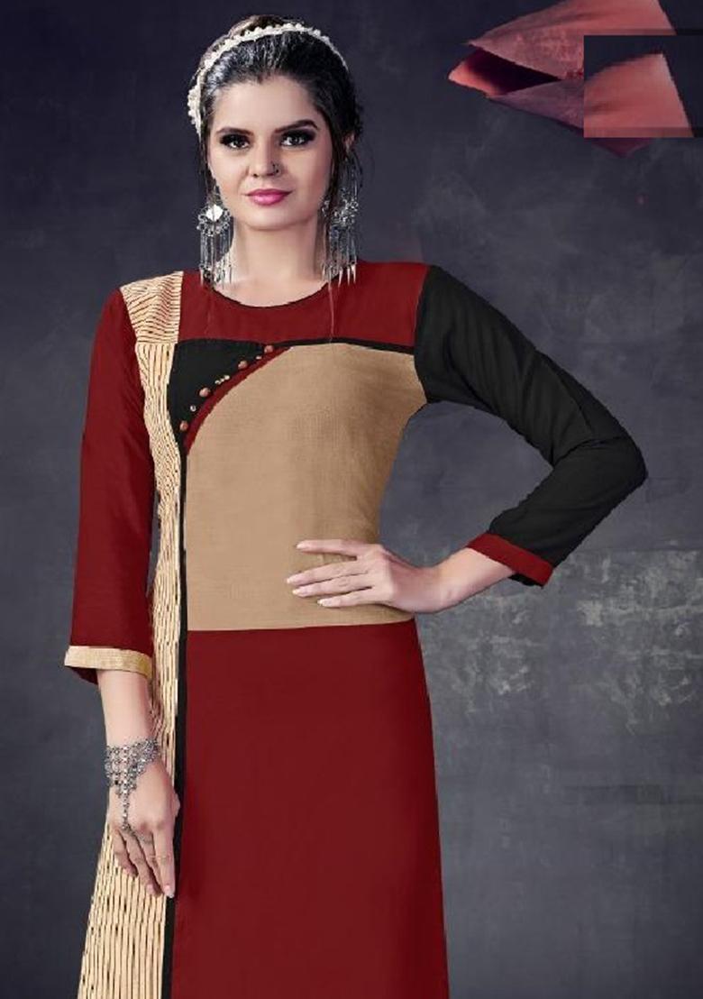 Multi Printed  Rayon Anarkali Kurti