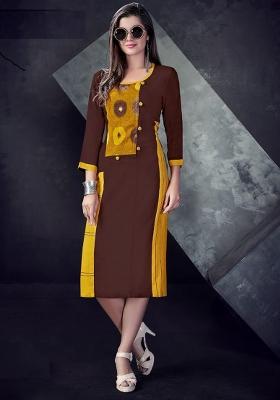 Multi Printed  Rayon Anarkali Kurti
