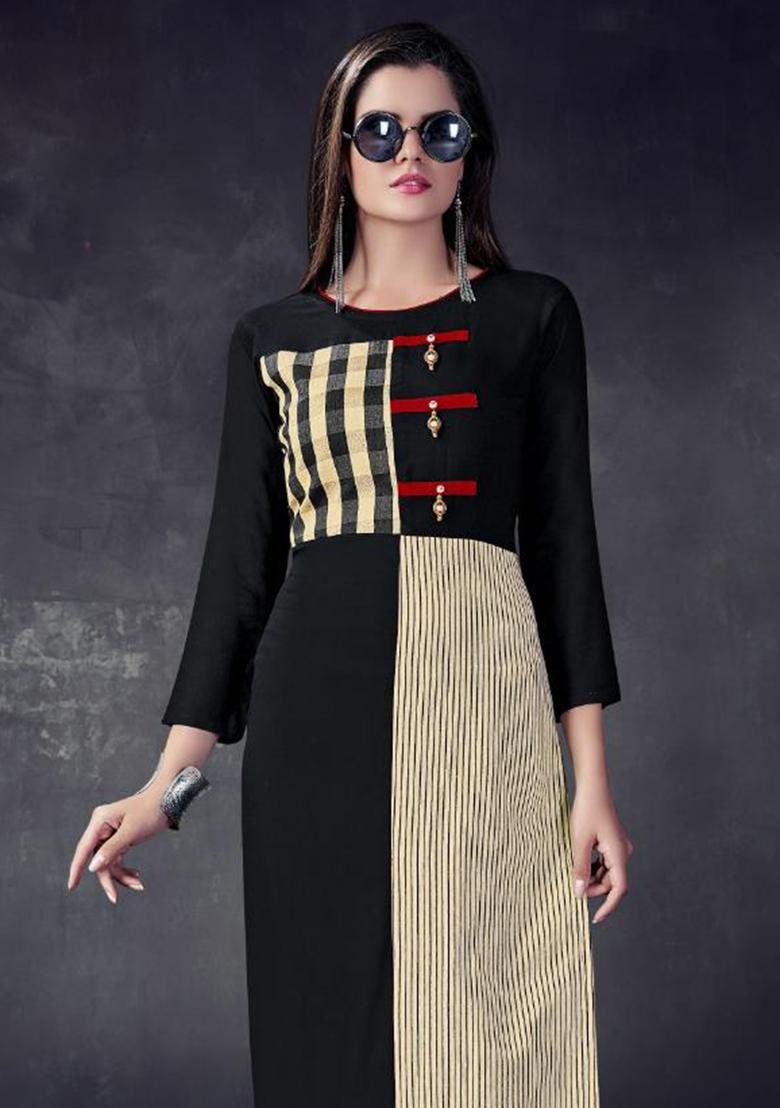 Multi Printed  Rayon Anarkali Kurti