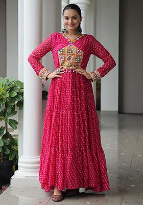 Pink Embroidered Georgette Kurti