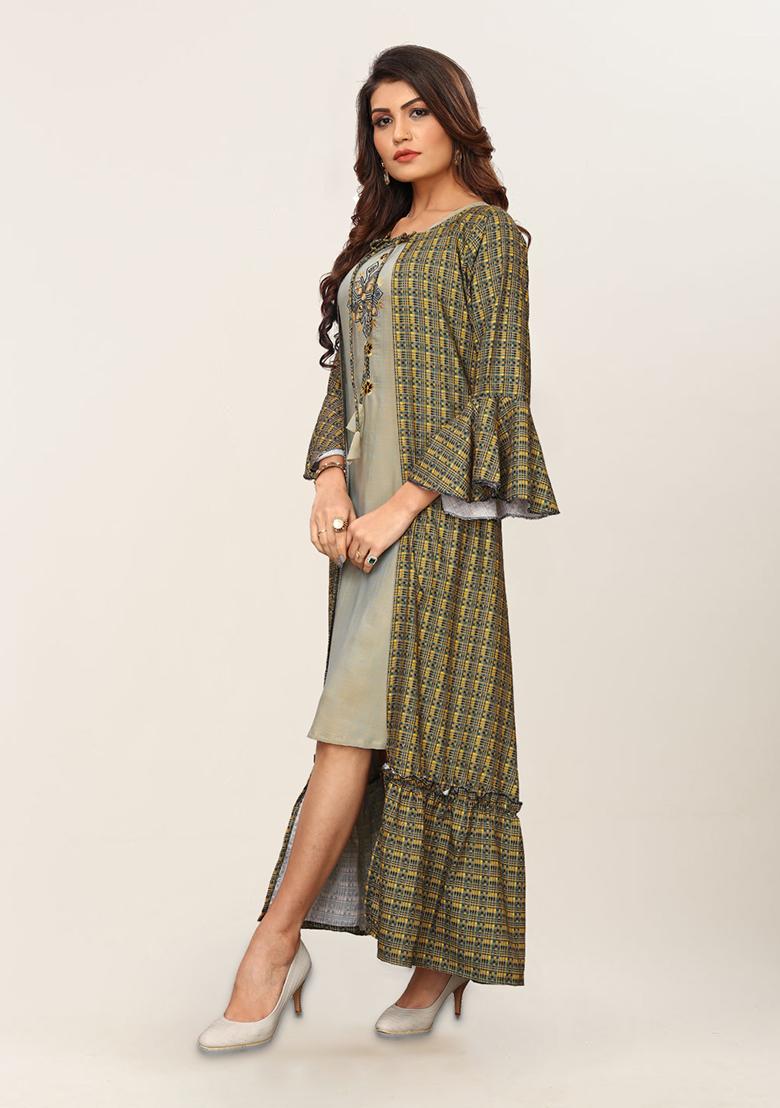 Green Embroidered Silk Kurta
