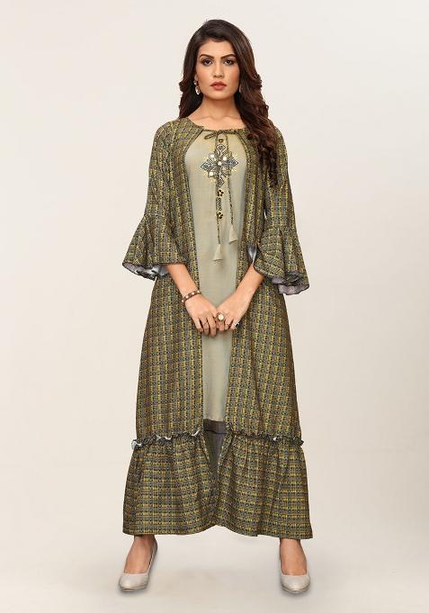 Green Embroidered Silk Kurta