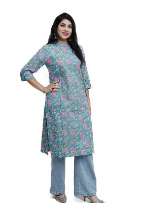 Multi Color Floral Printed Cotton Kurta