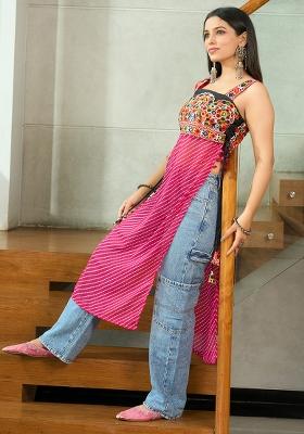 Pink Embroidererd Georgette Kurti