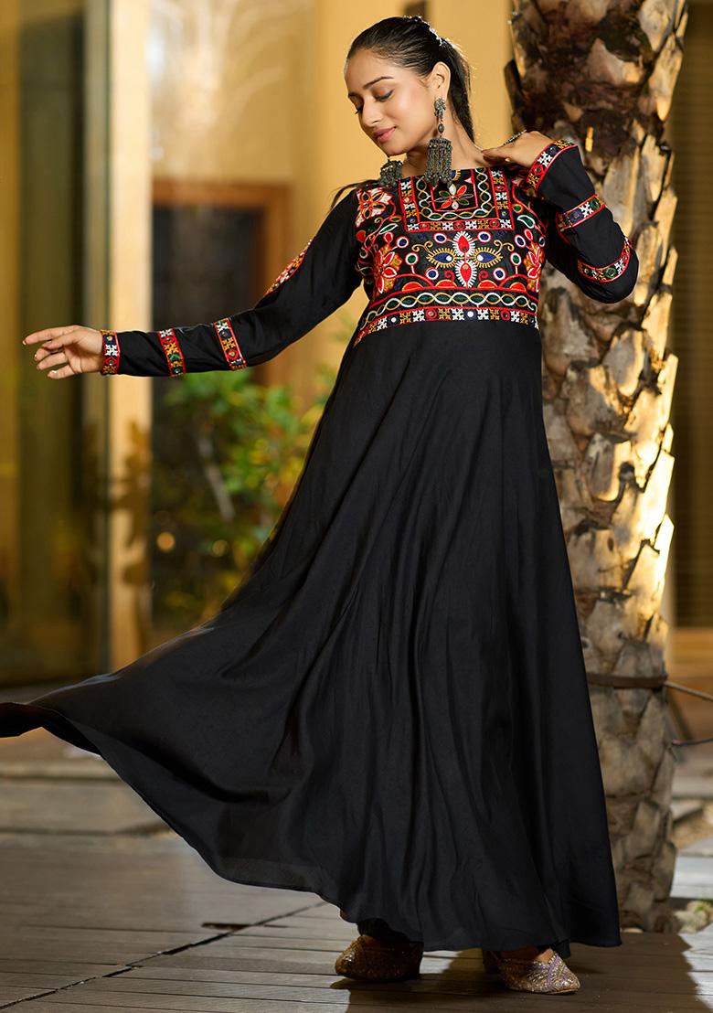 Black Embroidererd Rayon Kurti
